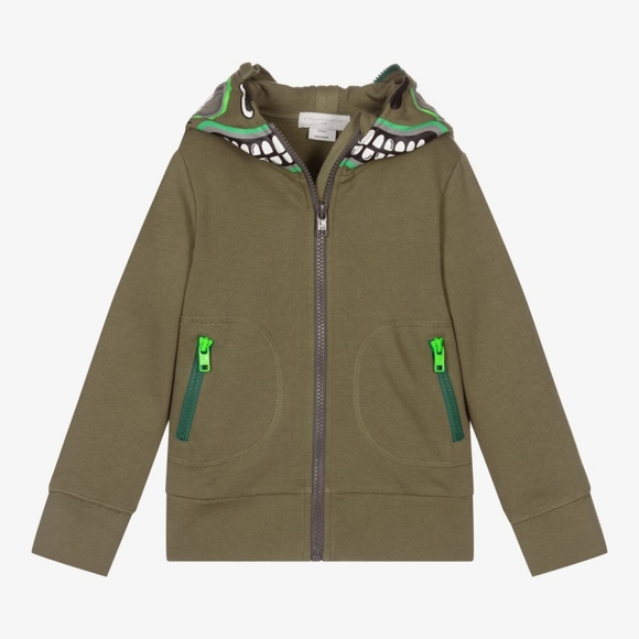 NWOT STELLA MCCARTNEY Kids Green Monster Zip-up Hoodie - Picture 4 of 16